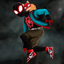 Spiderman Miles Morales with Spider-cat. Concept Art, Character Design, and Traditional illustration project by Nicolás Camilo Arias - 12.18.2020