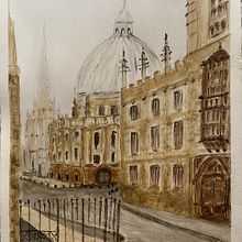 Representación arquitectónica en acuarela y tinta. Oxford. Watercolor Painting project by Marina Noirdis - 12.18.2020