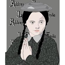 Ilustración Miércoles (La Familia Addams). Projekt z dziedziny Trad, c, jna ilustracja, Ilustracja c, frowa i Grafika wektorowa użytkownika Santiago Garcia ubeda - 18.12.2020