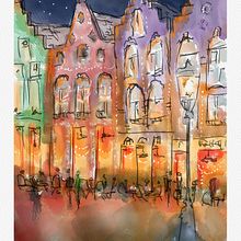 Busy night In Brugge (before pandemic). Un progetto di Animazione 3D e Illustrazione digitale di Istvan Tomasovszki - 21.12.2020