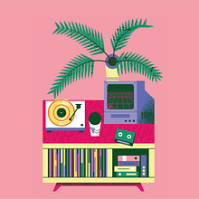 Calendario 2020. Turntables, plants & furniture. Graphic Design, Traditional illustration, and Vector Illustration project by Salmorejo studio - 12.21.2020