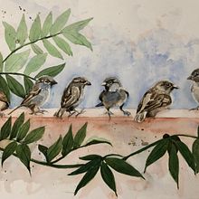 My project in Artistic Watercolor Techniques for Illustrating Birds course. Pintura em aquarela projeto de Elaine Hill - 22.12.2020