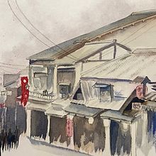 Here is my project: a street in Kyoto. Thank you @alexhillkurtzart for such a wonderful course!!!. Un proyecto de Ilustración arquitectónica de Natalia Jonard - 24.12.2020