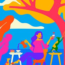 The lovers of cupcakes and coffee morning.. Traditional illustration, Digital Illustration, and Vector Illustration project by E. Alarcón - 12.26.2020