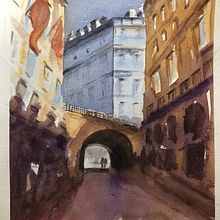My project in Architectural Illustration with Watercolor course. Een project van Aquarelschilderen van Linda Ward - 27.12.2020