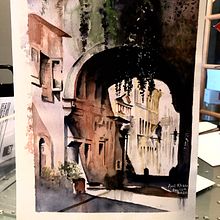 arch....light and shadows. Un proyecto de Pintura a la acuarela de Anil Khare - 27.12.2020