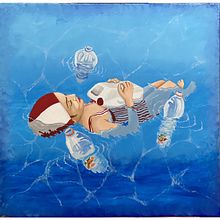  Innocence in a sea of ​​plastic (L'Innocenza in un mare di plastica). Un projet de Peinture acr , et lique de Roberto Olivieri - 28.12.2020