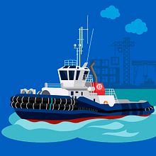 Ilustración Boluda Towage. Vector Illustration project by Alejandra Marín Garibay - 11.21.2019