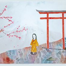 Meu projeto do curso: Ilustração em aquarela com influência japonesa. Un projet de Dessin artistique de isacarmelita24 - 30.12.2020