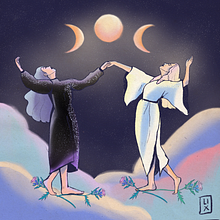 Moon Goddesses. Projekt z dziedziny Ilustracja c, frowa, Ilustracja w, dawnicza, Trad, c i jna ilustracja użytkownika Veronica Lissandrini - 30.12.2020