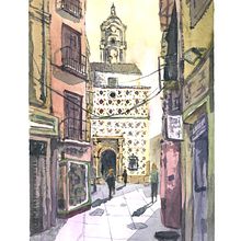 Acuarela Calle San Juan. Pencil Drawing, and Watercolor Painting project by Javier Díaz González - 12.30.2020