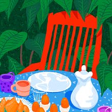 Desayuno en el jardín. Traditional illustration project by Gisele Murias - 12.30.2020
