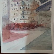 Attempt at Alex's Parisian cafeMy project in Architectural Sketching with Watercolor and Ink course Ein Projekt aus dem Bereich Aquarellmalerei von gaylagoodman - 31.12.2020