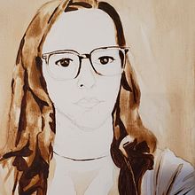 I'm working on a self portrait in acrylic. Here is half the work done on an underpainting.. Acr, and lic Painting project by Beth - 01.02.2021