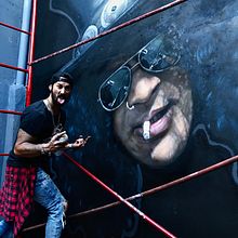 Mural Slash hecho en Roxy, Buenos Aires Argentina. Realizado con aerosol e hidroesmalte. Projekt z dziedziny Sztuka miejska,  Sztuki piękne, Portret i  Malarstwo użytkownika Maximiliano Bagnasco - 03.01.2021