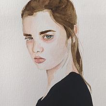  Meu projeto do curso: Retrato em aquarela a partir de uma fotografia. Projekt z dziedziny  Sztuki piękne, Trad, c, jna ilustracja,  R i sunek atramentem użytkownika Lívia Maria Alves - 04.01.2021