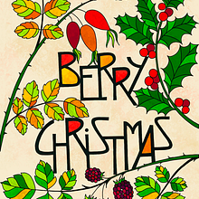 Berry Christmas card. Un proyecto de Dibujo artístico, Ilustración digital y Lettering de lena_pugacheva - 04.01.2021