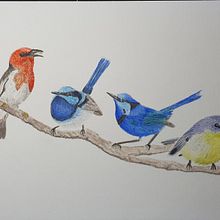 4 little birds - My project in Artistic Watercolor Techniques for Illustrating Birds course. Watercolor Painting project by Anita Mulder - 01.05.2021