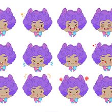 Mochi Wolfie Emotes. Character Design project by Denisse R - 01.06.2021