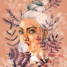 My project in Illustrated Portrait in Watercolor course. Botanical Illustration, Digital Drawing, Portrait Drawing, and Watercolor Painting project by Alexandra Pasare - 01.06.2021