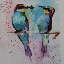 Acuarela artística para ilustración de aves. Proyecto final.. Un proyecto de Pintura a la acuarela de María Carmen - 07.01.2021