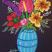 Mi Proyecto del curso: Composición floral con acrílico y bordado. Embroidery project by María De Los Ángeles Martínez avendaño - 01.09.2021