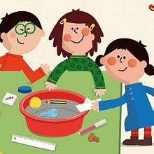 Libro educativo sobre el agua para Editorial Santillana. Projekt z dziedziny Ilustracja c, frowa i Ilustracje dla dzieci użytkownika María Reyes Guijarro - 10.01.2019