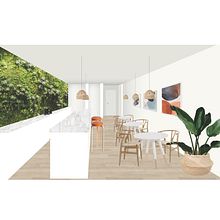 Arquitectura de interiores - Desenho de uma cafetaria do Estilo Nórdico. Interior Architecture project by Beatriz Gamboa - 01.11.2021