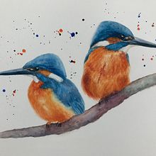 Kingfishers. Een project van Aquarelschilderen van Nigel Hackett - 12.01.2021