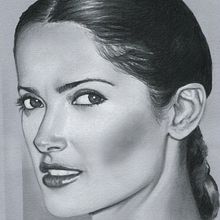 Salma Hayek . Un progetto di Belle arti, Disegno, Disegno a matita, Disegno artistico, Disegno di ritratti, Disegno realistico e Illustrazione tradizionale di Jose Luis Rugilo - 15.01.2021
