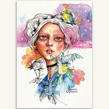 Meu projeto do curso: Retrato ilustrado em aquarela - Proteção. Projekt z dziedziny Ilustracja c, frowa i Malowanie akwarelą użytkownika Samara Danelon - 20.03.2021