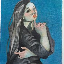 Volto femminile fondo blu. Figure Drawing, Pencil Drawing, and Portrait Drawing project by Luca Antinori - 01.17.2021