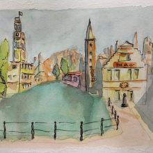 My project in Architectural Sketching with Watercolor and Ink course. Watercolor Painting project by maurocalliari - 01.17.2021