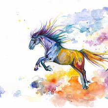 Fiery horse watercolor. Calligraph, and Watercolor Painting project by Andrea Csepeli - 01.18.2021