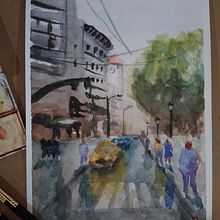 Mi Proyecto del curso: Paisajes urbanos en acuarela. Een project van Aquarelschilderen van Agustín Orquera - 20.01.2021