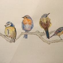 Birds on a branch - final project. Watercolor Painting project by Mary Giedraitis - 02.11.2021