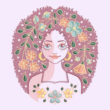 Natura: Retrato ilustrado con elementos botánicos. Un progetto di Disegno, Disegno di ritratti, Design digitale, Illustrazione tradizionale, Illustrazione botanica, Illustrazione digitale e Illustrazione naturalistica di Tatiana Plazas T - 20.01.2021