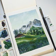 Green Landscape by Gouche. Un proyecto de Pintura gouache de Tieu Diep Ly - 21.01.2021