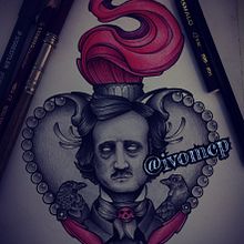 Edgar Allan Poe Sacred Heart. Drawing project by ivomcp - 01.22.2021