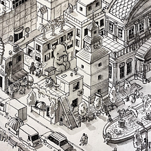 Isometric illustration. Bears playing hide and seek. Children's Illustration, Ink Illustration, and Sketchbook project by Ksenya Savva - 01.23.2021