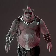 Bebop - (Ninja Turtles Villain) - Videogame Character. 3D, 3D Character Design, and 3D Modeling project by Raul Montañés Alvarez - 04.18.2019