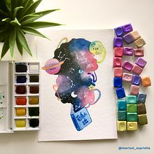 Galixia kawaii.. Traditional illustration, Ink Illustration, and Children's Illustration project by Marisol Espriella - 01.24.2021