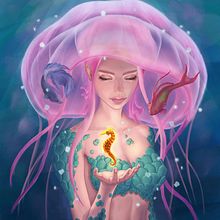 Underwater - My project in Digital Fantasy Portraits with Photoshop course. Character Design, Concept Art, Digital Drawing, and Digital Illustration project by back2drawing - 02.01.2021