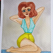 Mi Proyecto del curso: Ilustración de una pin-up con técnicas tradicionales. Drawing, Figure Drawing, Character Design, and Traditional illustration project by Lina Maria Muñoz Torres - 01.26.2021