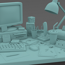 Mi Proyecto del curso: Retro 80's desk. Un proyecto de 3D y Modelado 3D de raoulgallego - 28.01.2021