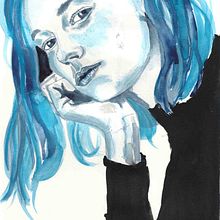 Blue girl. Un proyecto de Ilustración tradicional y Pintura a la acuarela de marta gil lopez - 29.01.2021