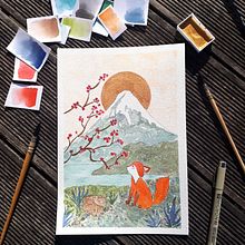 My project in Watercolor Illustration with Japanese Influence course. Painting project by Chevrier Violaine - 01.31.2021
