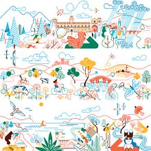 Paradores de Turismo de España - Calendario 2021. Sketching, Drawing, Pencil Drawing, Design, Product Design, Traditional illustration, Digital Illustration, Vector Illustration, and Advertising project by Carlos Arrojo - 01.31.2021