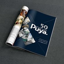 Identidad Puya 50 aniversario + Etiqueta de vino + Publicidad revista / Saneamientos Puya. Br, ing, Identit, Editorial Design, and Advertising project by Sito Morales - 02.01.2019