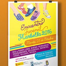 Campaña gráfica - Encuentro Juvenil Marbella 2016 / Ayto. Marbella. Graphic Design, Traditional illustration, Advertising, T, and pograph project by Sito Morales - 02.01.2016